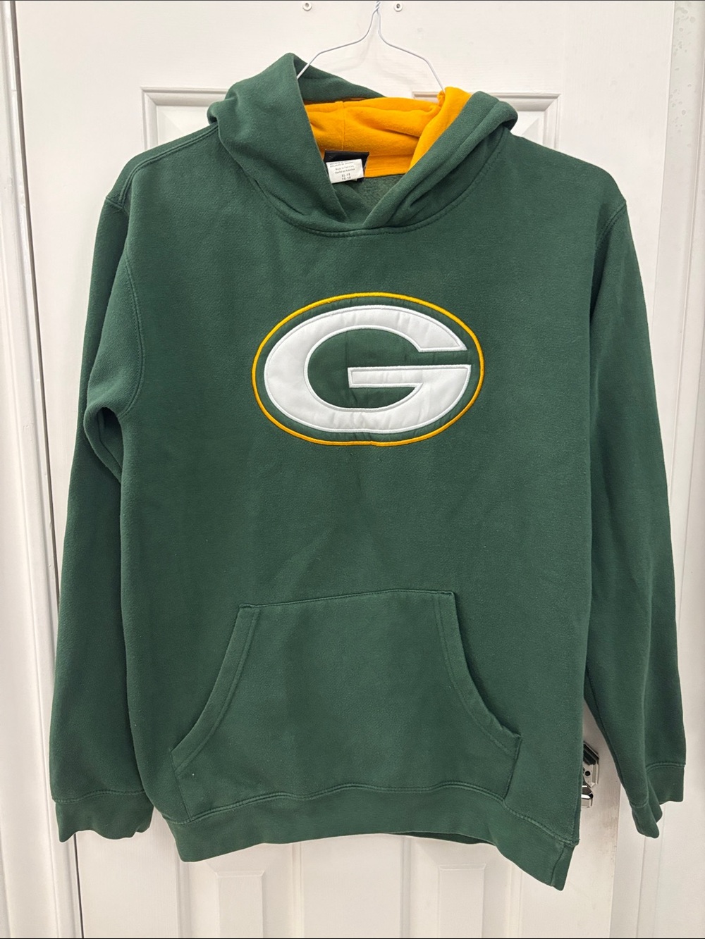 Green & Gold Kids XL Pullover Hoodie with Embroidered Logo